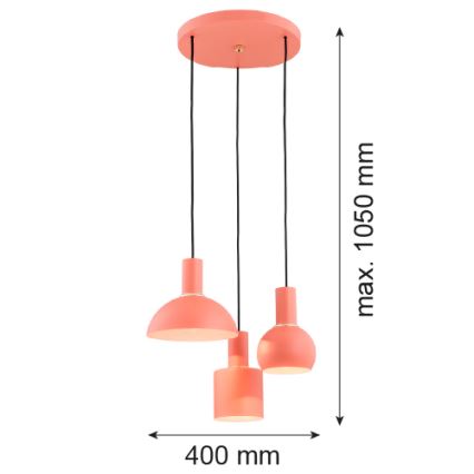 Argon 1469 - Suspension filaire SINES 3xE27/15W/230V orange