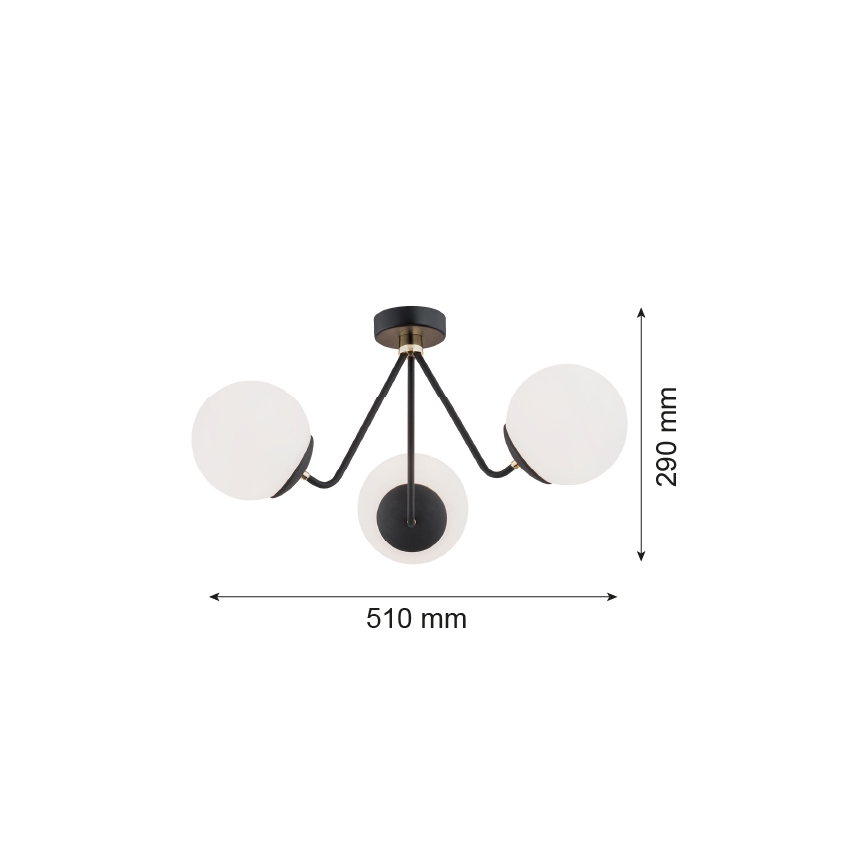 Argon 1478 - Lustre monté en surface TOMAR 3xE27/15W/230V noir