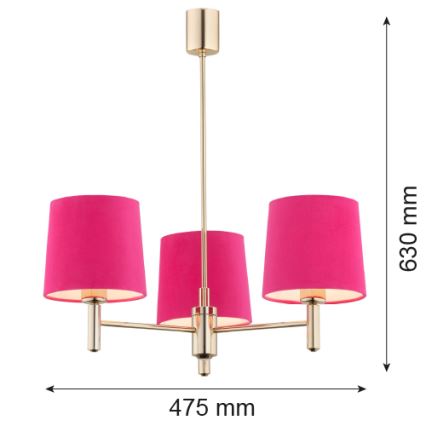 Argon 1498 - Lustre sur barre PONTE 3xE27/15W/230V rose/laiton