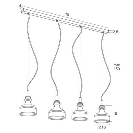 Argon 1650 - Suspension LED avec fil TULUZA 4xLED/5W/230V