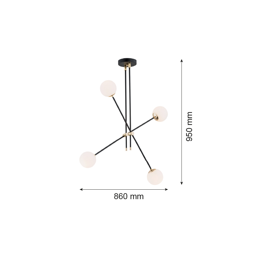 Argon 1696 - Lustre ABSTRACT 4xE14/7W/230V noir