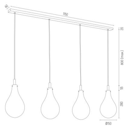 Argon 1741 - Suspension filaire OAKLAND 4xG9/6W/230V