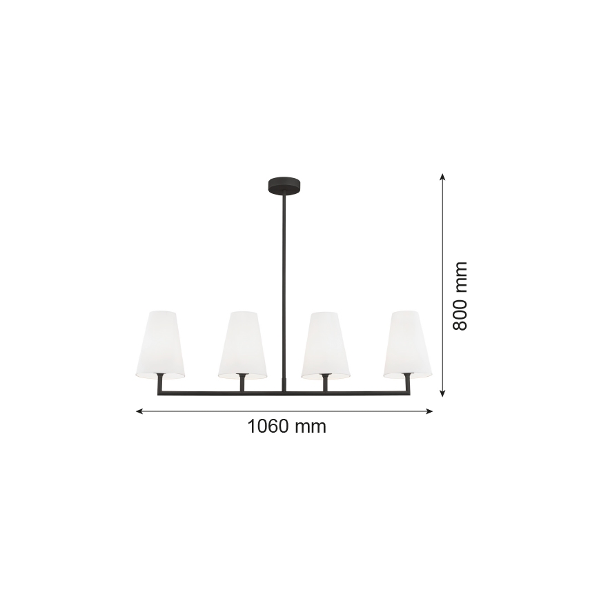 Argon 1831 - Suspension avec tige SAFIANO 4xE27/15W/230V noir