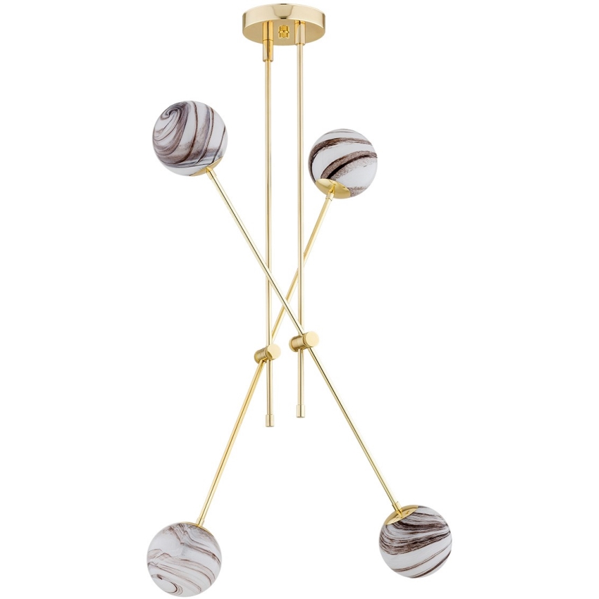 Argon 1840 - Suspension avec tige ABSOS 4xE14/7W/230V albâtre doré