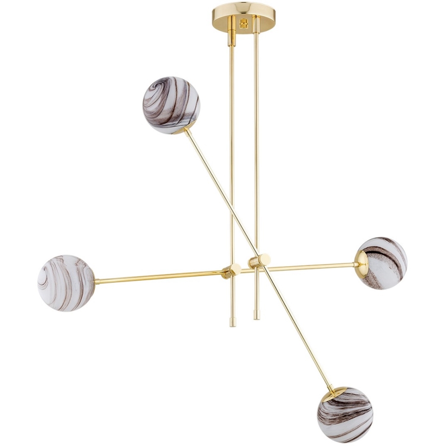 Argon 1840 - Suspension avec tige ABSOS 4xE14/7W/230V albâtre doré