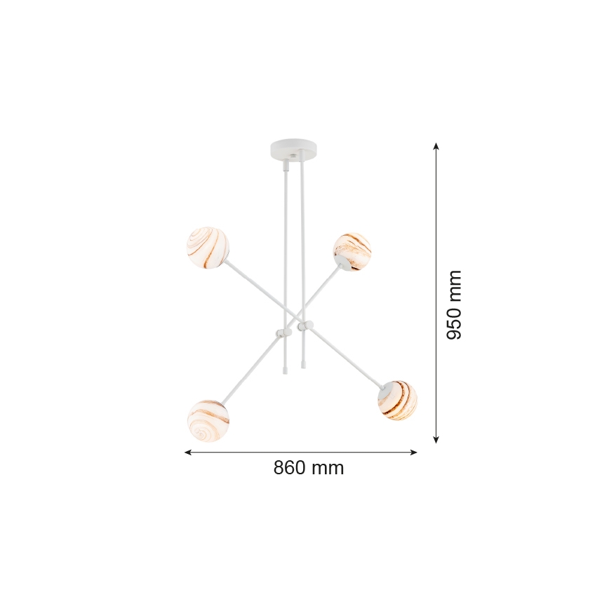 Argon 1841 - Suspension avec tige ABSOS 4xE14/7W/230V albâtre blanc