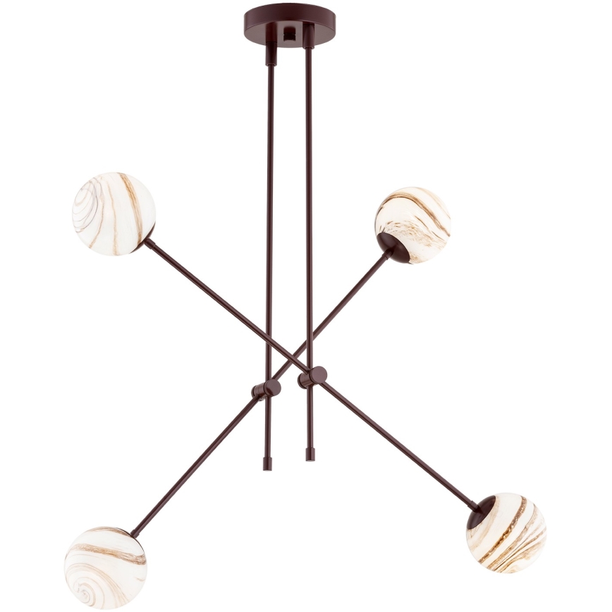 Argon 1842 - Suspension avec tige ABSOS 4xE14/7W/230V albâtre marron