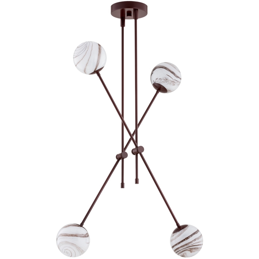 Argon 1842 - Suspension avec tige ABSOS 4xE14/7W/230V albâtre marron