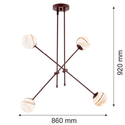 Argon 1842 - Suspension avec tige ABSOS 4xE14/7W/230V albâtre marron