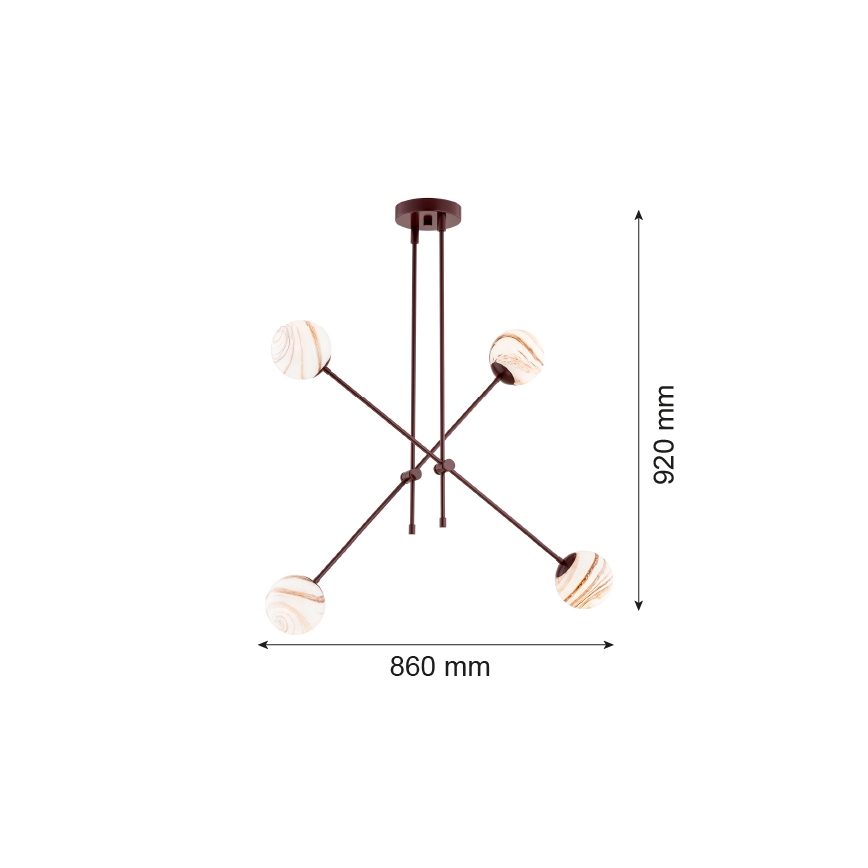 Argon 1842 - Suspension avec tige ABSOS 4xE14/7W/230V albâtre marron
