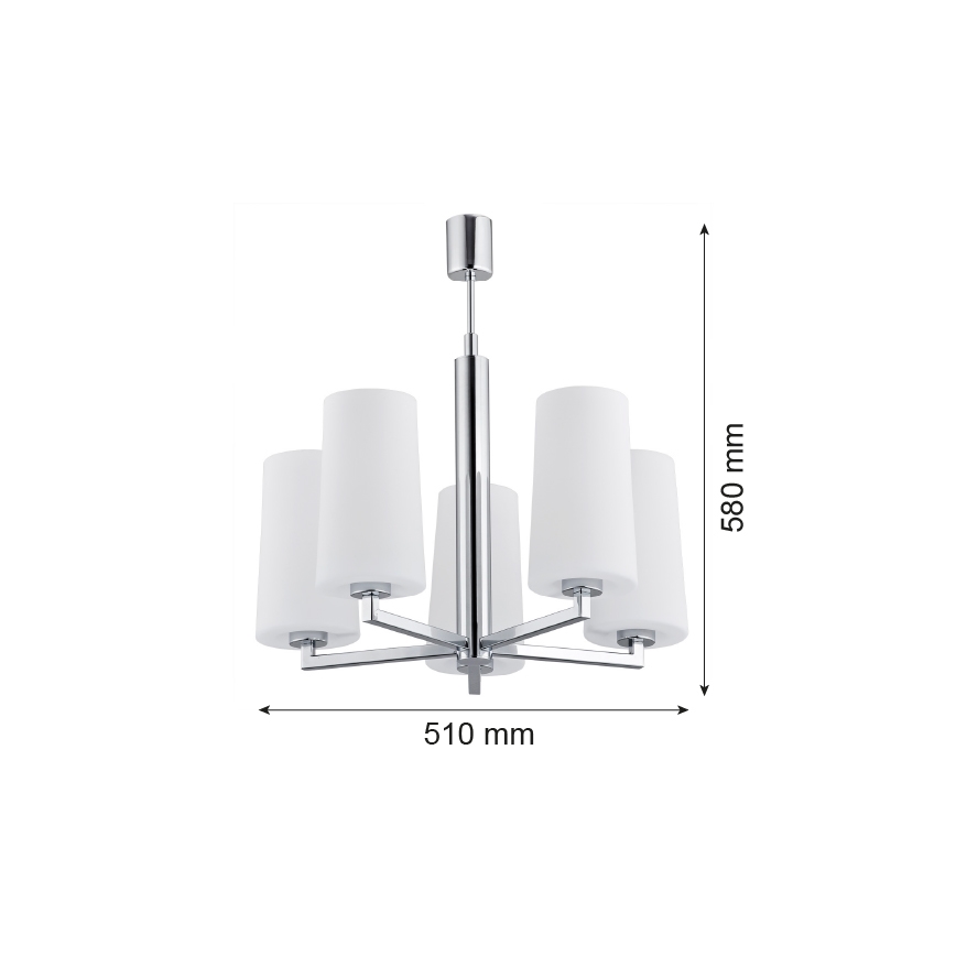 Argon 2053 - Lustre sur barre CAMELOT 5xE27/15W/230V chrome brillant