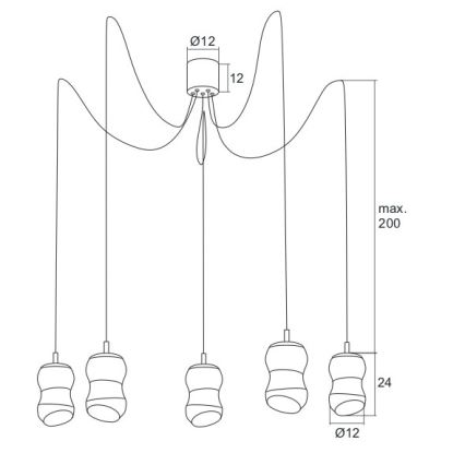 Argon 2073 - Suspension LED avec fil GARDA 5xLED/5W/230V