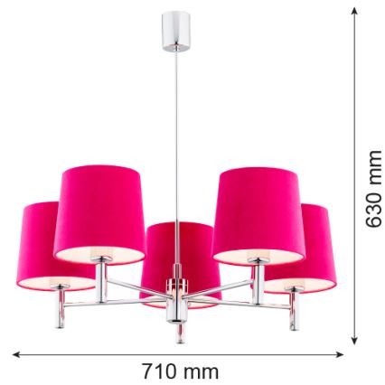 Argon 2075 - Lustre sur barre BOLZANO 5xE27/15W/230V rose