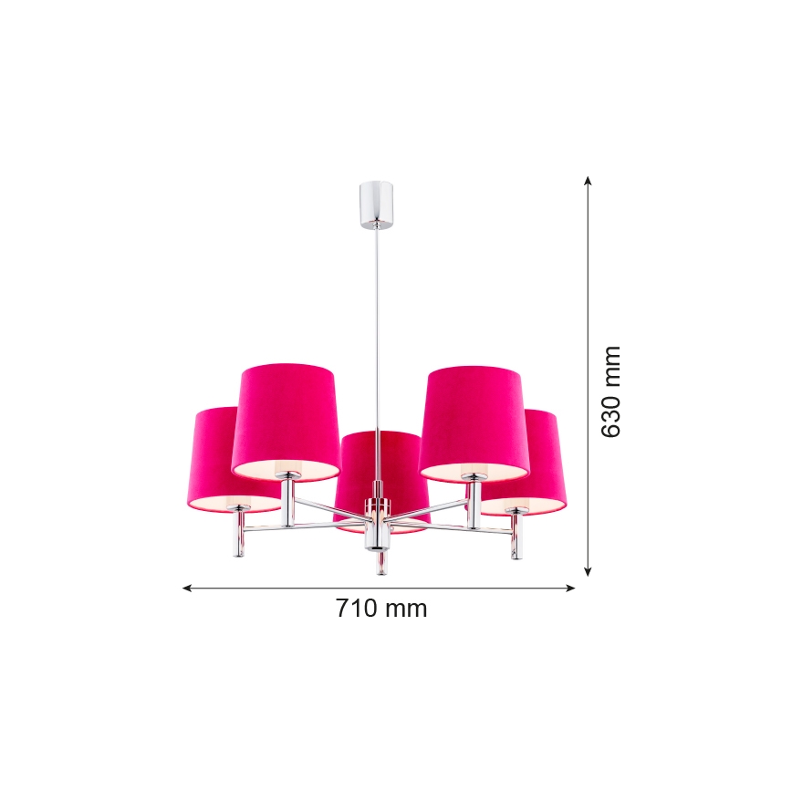 Argon 2075 - Lustre sur barre BOLZANO 5xE27/15W/230V rose