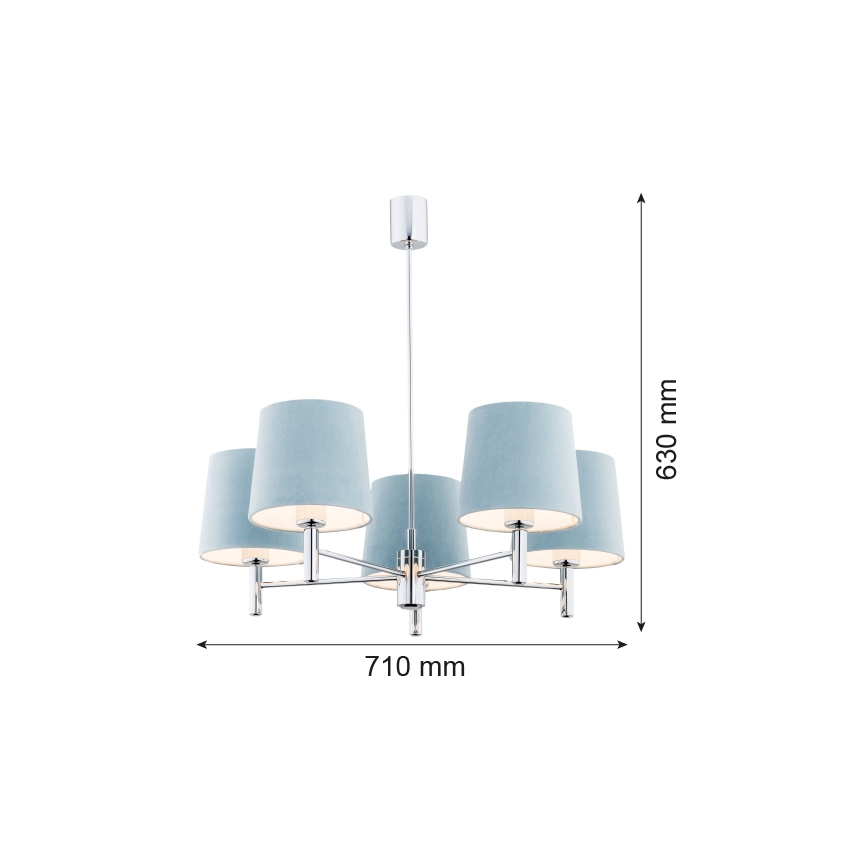 Argon 2076 - Suspension avec tige BOLZANO 5xE27/15W/230V gris