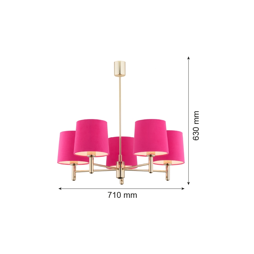 Argon 2089 - Lustre sur barre PONTE 5xE27/15W/230V rose/laiton