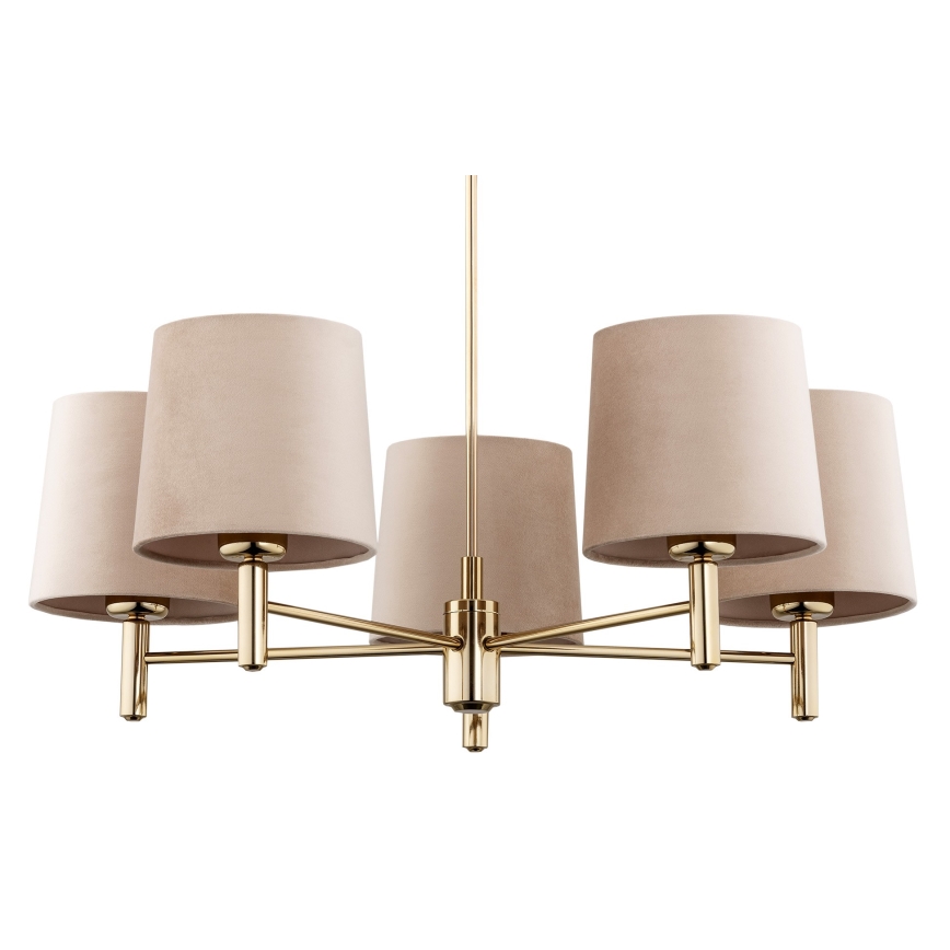 Argon 2105 - Lustre sur barre PONTE 5xE27/15W/230V laiton/beige