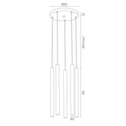 Argon 2109 - Suspension filaire LED SICILIA 5xLED/4,5W/230V