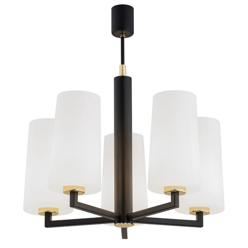Argon 2114 - Lustre sur barre CAMELOT PLUS 5xE27/15W/230V noir/blanc/or