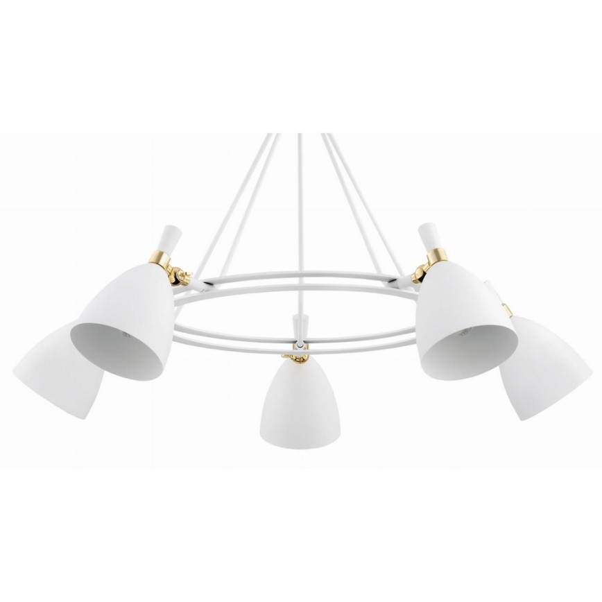 Argon 2117 - Lustre sur barre CHARLOTTE 5xE27/15W/230V blanc/doré