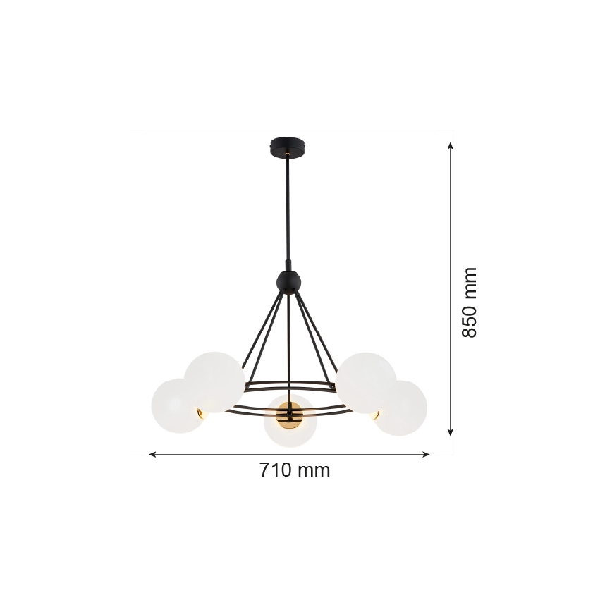 Argon 2119 - Lustre on a pole AMALFI 5xE27/15W/230V noir/blanc