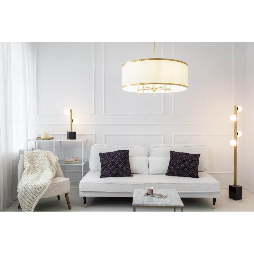 Argon 2127 - Lustre on a pole ABBANO 5xE14/7W/230V laiton/blanc