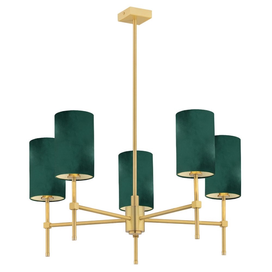 Argon 2147 - Lustre sur barre ABRUZZO 5xE14/7W/230V laiton/vert
