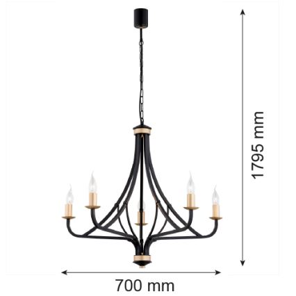 Argon 2171 - Suspension chaîne LORENZO 5xE14/7W/230V