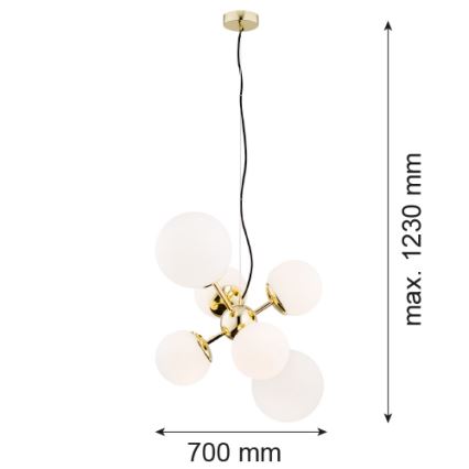 Argon 2532 - Suspension filaire SATELITE 6xE27/15W/230V doré