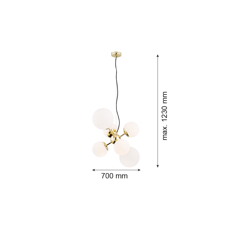 Argon 2532 - Suspension filaire SATELITE 6xE27/15W/230V doré