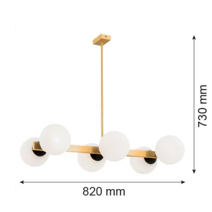 Argon 2549 - Lustre sur barre FREEMONT 6xE27/15W/230V dorée/blanche/noire