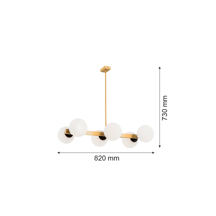 Argon 2549 - Lustre sur barre FREEMONT 6xE27/15W/230V dorée/blanche/noire