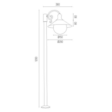 Argon 3284 - Lampadaire extérieur ERBA BIS 1xE27/15W/230V