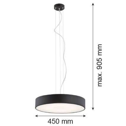Argon 3352 - Suspension DARLING 1xLED/35W/230V d. 45 cm noir