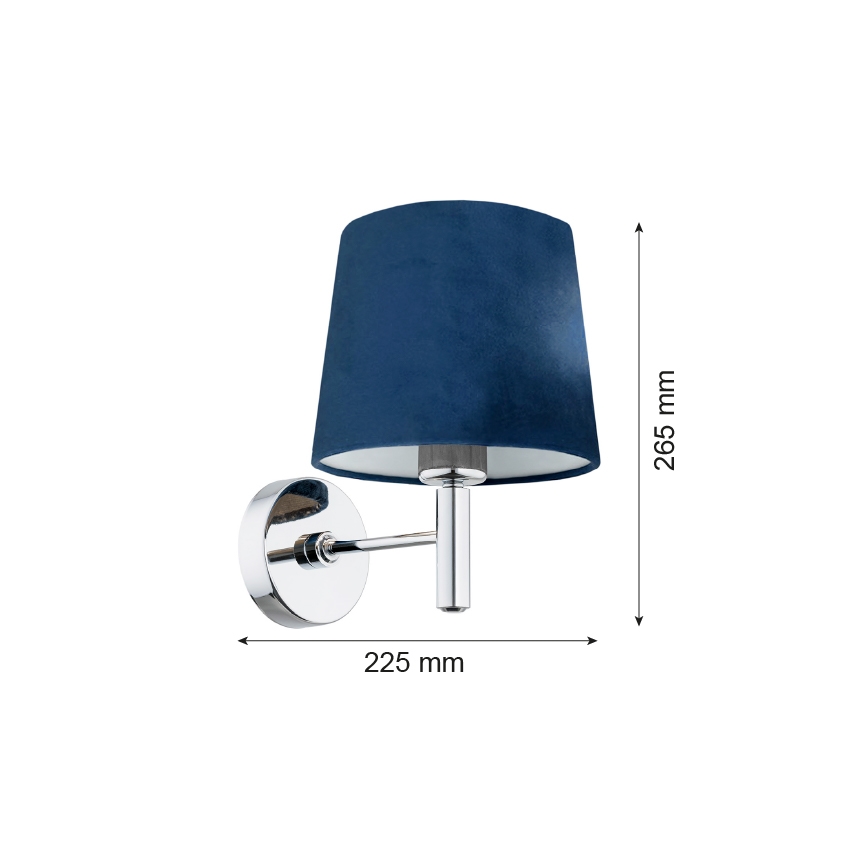 Argon 3908 - Applique murale BOLZANO 1xE27/15W/230V bleu/chrome brillant
