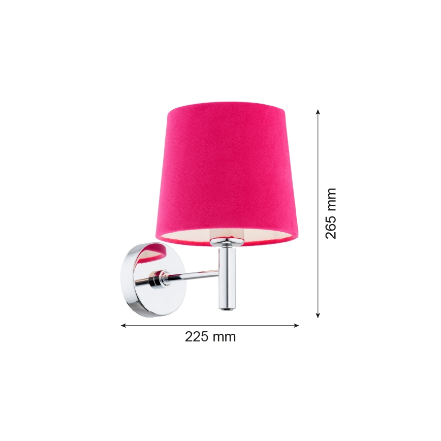 Argon 3909 - Applique murale BOLZANO 1xE27/15W/230V rose/chrome brillant