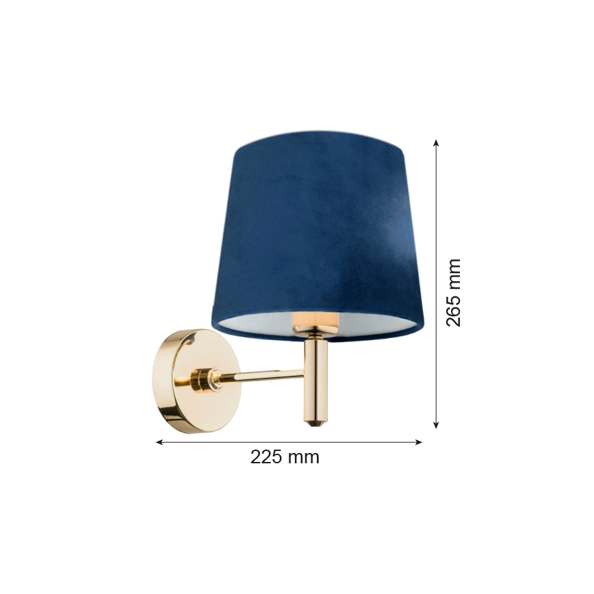 Argon 4348 - Applique murale PONTE 1xE27/15W/230V bleu/laiton