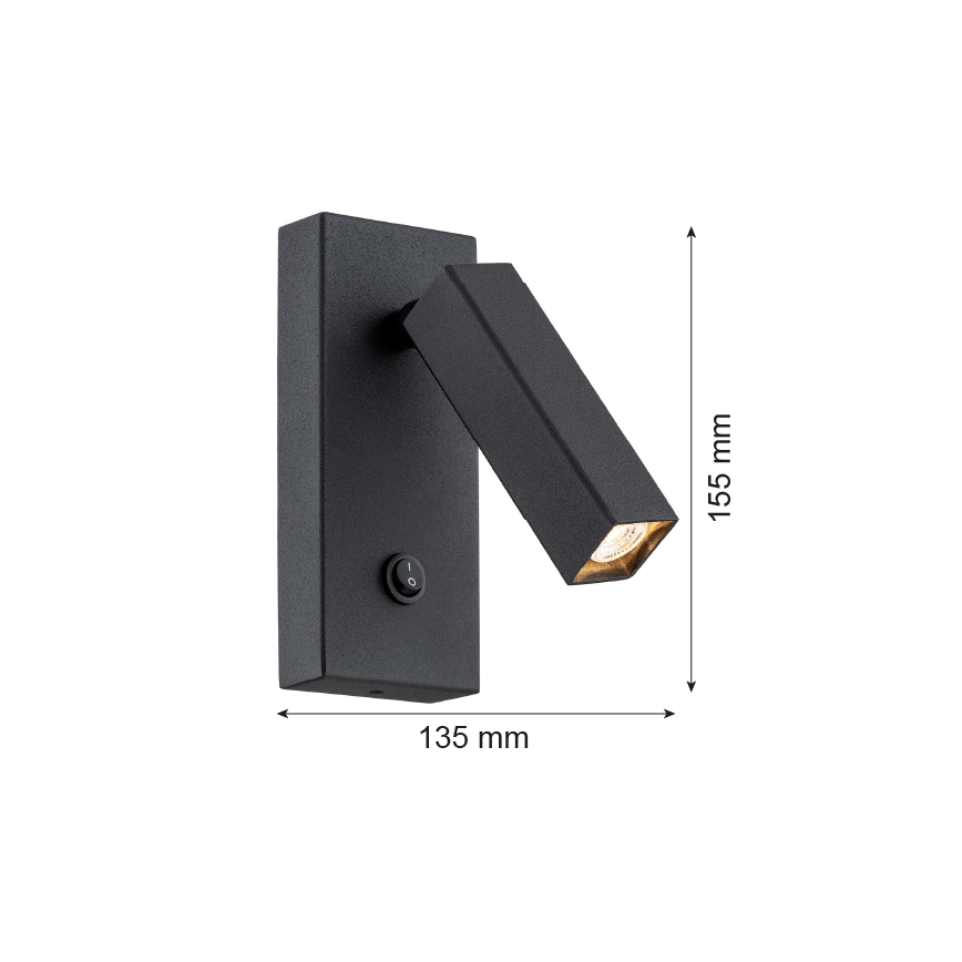 Argon 4723 - Spot mural ROCK 1xG9/6W/230V noir