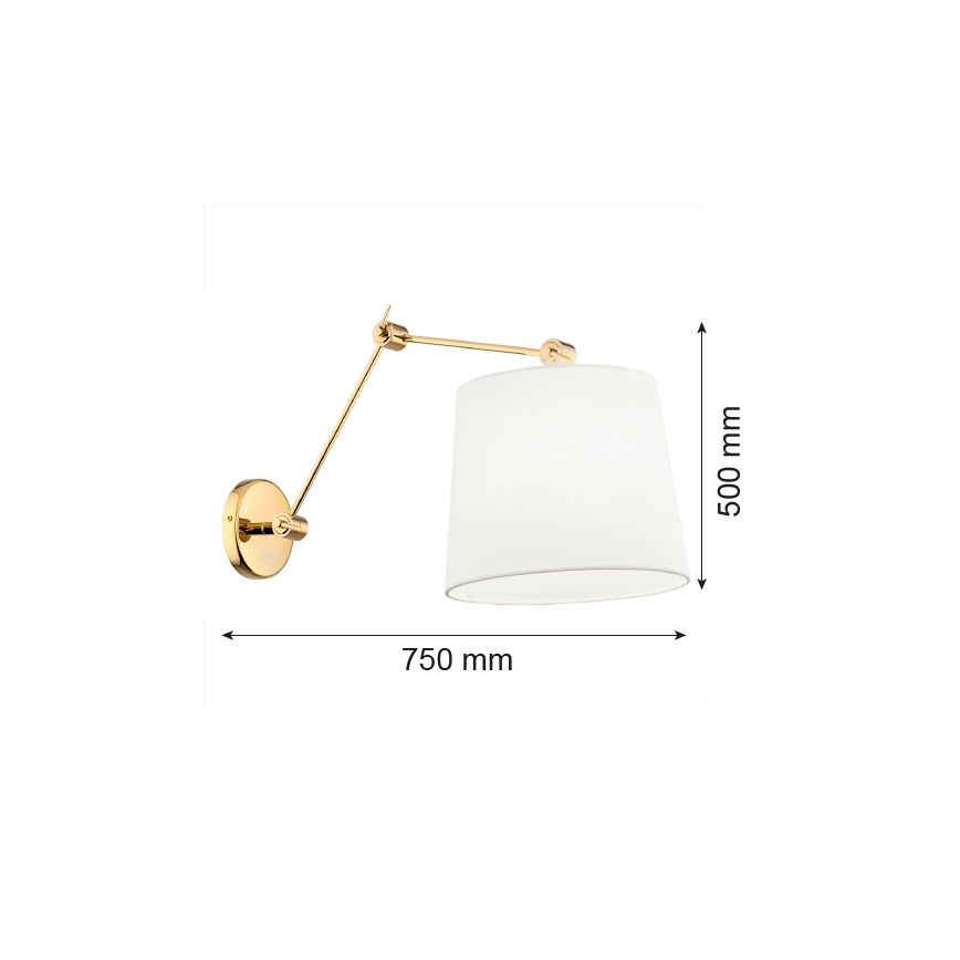 Argon 4897 - Applique murale ZAKYNTOS PLUS 1xE27/15W/230V blanc/doré