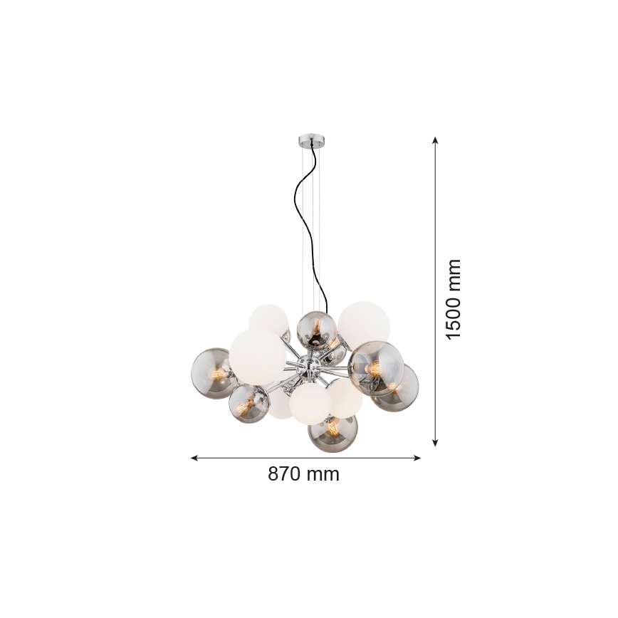 Argon 5020 - Suspension filaire SATELITE 15xE27/15W/230V chrome brillant/blanc