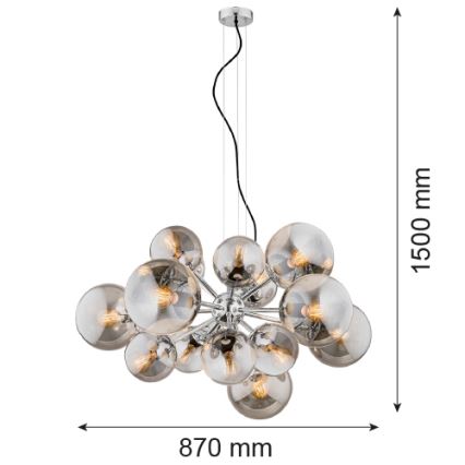 Argon 5022 - Suspension filaire SATELITE 15xE27/15W/230V chrome brillant