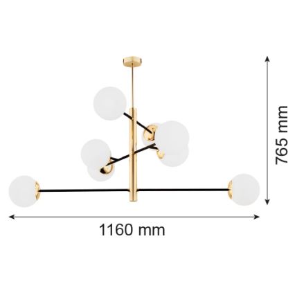 Argon 5041 - Lustre sur barre CAMERON 8xE27/15W/230V laiton/noir