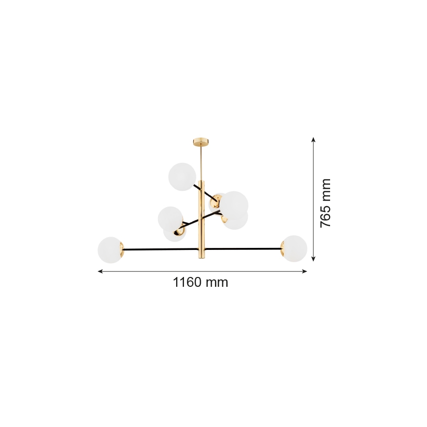 Argon 5041 - Lustre sur barre CAMERON 8xE27/15W/230V laiton/noir