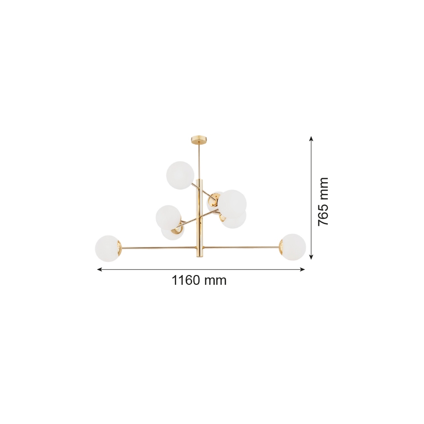 Argon 5043 - Lustre sur barre CAMERON 8xE27/15W/230V laiton