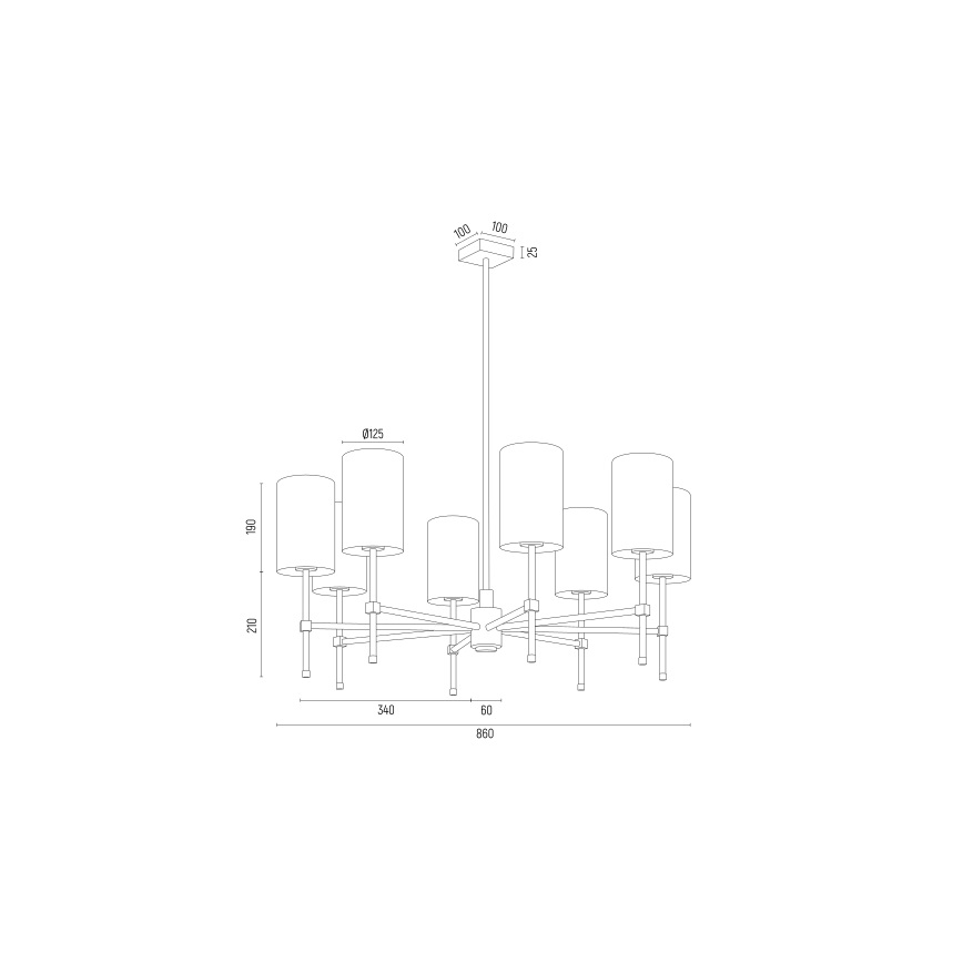 Argon 5051 - Lustre on a pole ABRUZZO 8xE14/15W/230V laiton/blanc