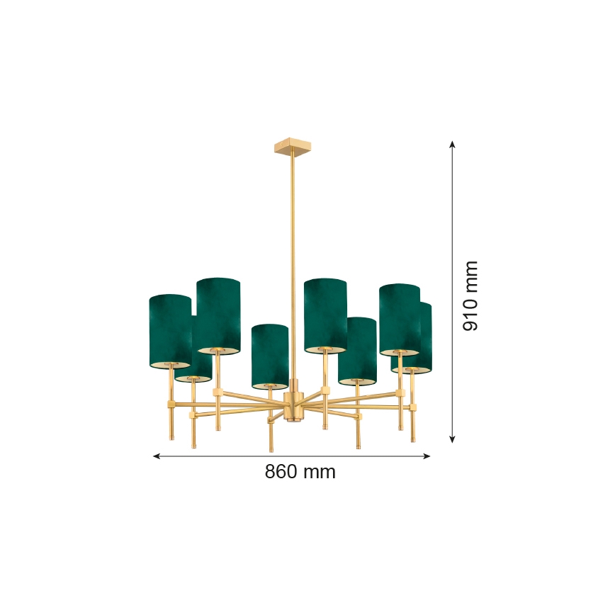 Argon 5055 - Lustre sur barre ABRUZZO 8xE14/7W/230V laiton/vert