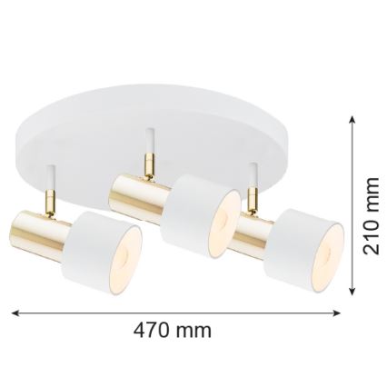 Argon 6008 - Spot DORIA 3xE27/15W/230V blanc/laiton