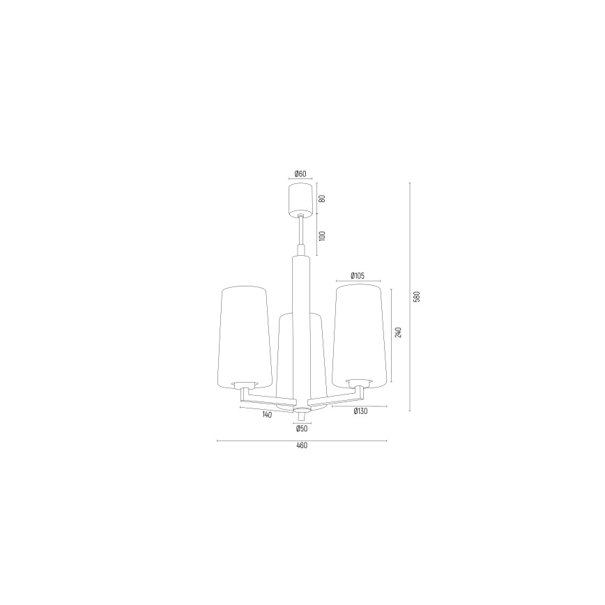 Argon 6143 - Lustre sur barre CAMELOT PLUS 3xE27/15W/230V noir/blanc/or