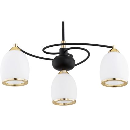 Argon 6144 - Lustre sur barre AVILA PLUS 3xE27/15W/230V noir/doré/blanc