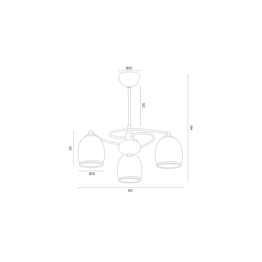Argon 6144 - Lustre sur barre AVILA PLUS 3xE27/15W/230V noir/doré/blanc